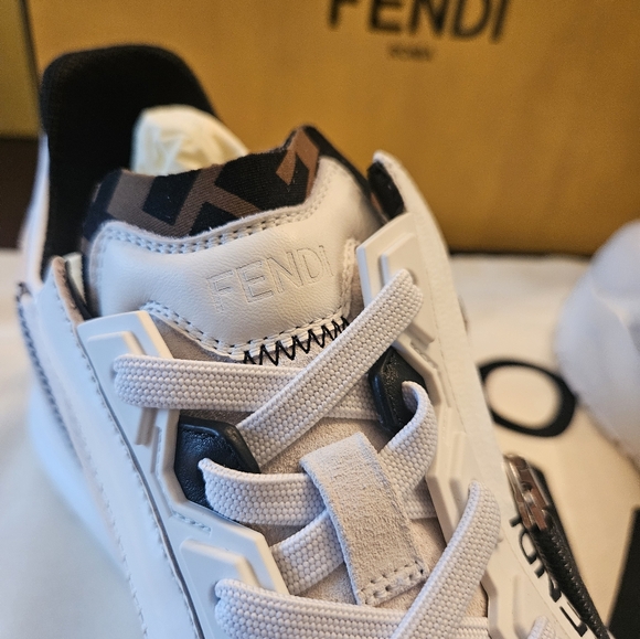 Fendi Flow Cream nylon and suede low-tops - Size 39 - Picture 8 of 10